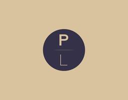 pl brief modern elegant logo ontwerp vector afbeeldingen