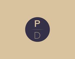pd brief modern elegant logo ontwerp vector afbeeldingen