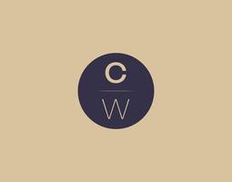 cw brief modern elegant logo ontwerp vector afbeeldingen