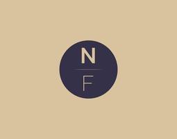 nf brief modern elegant logo ontwerp vector afbeeldingen