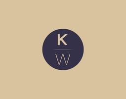kw brief modern elegant logo ontwerp vector afbeeldingen