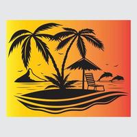 zonsondergang, zomer, strand t-shirt ontwerp vector