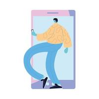 man cartoon met smartphone vector ontwerp