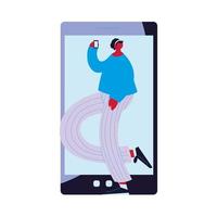 vrouw cartoon met smartphone vector ontwerp