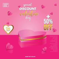 Valentijn dag Product Promotie banier met Product podium vector illustratie