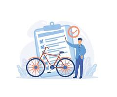 voertuig verzekering illustratie. tekens buying auto, fiets en motor verzekering het beleid met vol Dekking en bescherming. verzekerd personen en objecten.plat vector modern illustratie