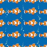 exotisch helder oranje vis naadloos patroon. vector marinier clown vis in vlak stijl. marinier leven