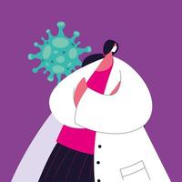 vrouwelijke arts met masker en jurk om coronavirus te voorkomen vector