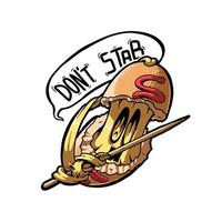 vector illustratie beeltenis een Corn dog monster dat weigert naar worden gestoken. deze beeld is Super goed voor een sticker of t-shirt ontwerp.