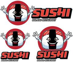 sushi restaurant mascotte vector