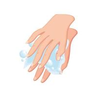 handen wassen met water en zeep op witte achtergrond vector