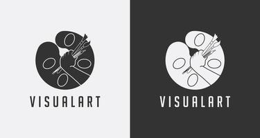 logo ontwerp met kleur palet concept en hand- Holding schilderij gereedschap vector