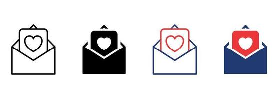 Valentijn dag liefde ansichtkaart met envelop. zorg, liefdadigheid, vrijwilligerswerk en schenken concept. liefde bericht icoon. romantisch ansichtkaart of envelop pictogram. bewerkbare hartinfarct. vector illustratie.