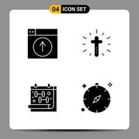 4 zwart icoon pak glyph symbolen tekens voor snel reagerend ontwerpen Aan wit achtergrond. 4 pictogrammen set. vector
