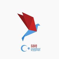 illustratie vector van opslaan Oeigoerse in origami duif perfect voor print, spandoek, poster, enz