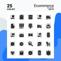 25 ecommerce icoon reeks 100 bewerkbare eps 10 bestanden bedrijf logo concept ideeën solide glyph icoon ontwerp vector