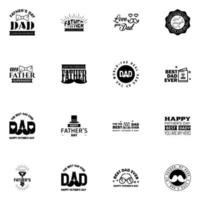 16 zwart reeks van vector gelukkig vaders dag typografie wijnoogst pictogrammen belettering voor groet kaarten banners t-shirt ontwerp vaders dag bewerkbare vector ontwerp elementen