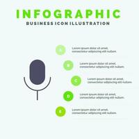 mic microfoon eenvoudig ui solide icoon infographics 5 stappen presentatie achtergrond vector