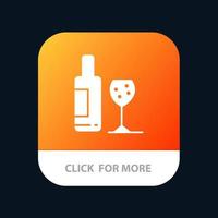 drinken fles glas liefde mobiel app knop android en iOS glyph versie vector