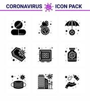 roman coronavirus 2019-nCoV 9 solide glyph zwart icoon pak kastje infectie virus dood lijkkist virale coronavirus 2019november ziekte vector ontwerp elementen