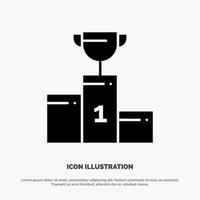 kom ceremonie kampioen kop beker solide glyph icoon vector