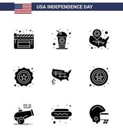 groep van 9 solide glyphs reeks voor onafhankelijkheid dag van Verenigde staten van Amerika zo net zo staten vlag staten insigne Amerikaans bewerkbare Verenigde Staten van Amerika dag vector ontwerp elementen