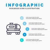 olie tank verontreiniging lijn icoon met 5 stappen presentatie infographics achtergrond vector