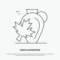 pot herfst Canada blad esdoorn- lijn icoon vector