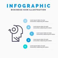 Doorzichtig geest uw hoofd lijn icoon met 5 stappen presentatie infographics achtergrond vector