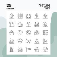 25 natuur icoon reeks 100 bewerkbare eps 10 bestanden bedrijf logo concept ideeën lijn icoon ontwerp vector