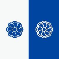 zonnebloem bloem madrigaal lijn en glyph solide icoon blauw banier lijn en glyph solide icoon blauw banier vector