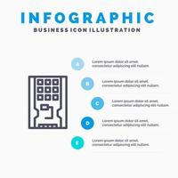 schijf rit hardware solide ssd lijn icoon met 5 stappen presentatie infographics achtergrond vector