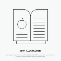 boek appel wetenschap lijn icoon vector