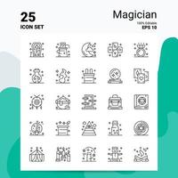 25 goochelaar icoon reeks 100 bewerkbare eps 10 bestanden bedrijf logo concept ideeën lijn icoon ontwerp vector