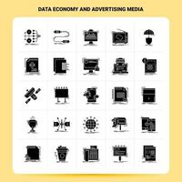 solide 25 gegevens economie en reclame media icoon reeks vector glyph stijl ontwerp zwart pictogrammen reeks web en mobiel bedrijf ideeën ontwerp vector illustratie