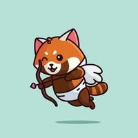 schattig Cupido rood panda met liefde pijlen ballonnen tekenfilm vector illustratie dier liefde geïsoleerd
