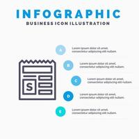 eenvoudig geld document bank lijn icoon met 5 stappen presentatie infographics achtergrond vector