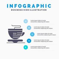 thee kop koffie Verenigde Staten van Amerika solide icoon infographics 5 stappen presentatie achtergrond vector