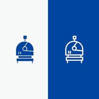 astronaut helm ruimte lijn en glyph solide icoon blauw banier vector