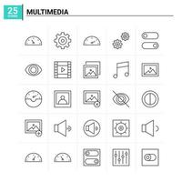 25 multimedia icoon reeks vector achtergrond