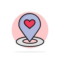 plaats kaart plaats vinder pin hart abstract cirkel achtergrond vlak kleur icoon vector