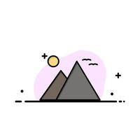 Egypte Gizeh mijlpaal piramide zon bedrijf vlak lijn gevulde icoon vector banier sjabloon