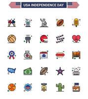 reeks van 25 Verenigde Staten van Amerika dag pictogrammen Amerikaans symbolen onafhankelijkheid dag tekens voor room sport- oriëntatiepunten rugby Verenigde Staten van Amerika bewerkbare Verenigde Staten van Amerika dag vector ontwerp elementen