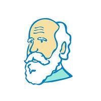 nerdy charles darwin doodle mascotte vector