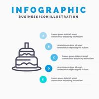 Indisch taart dag land lijn icoon met 5 stappen presentatie infographics achtergrond vector