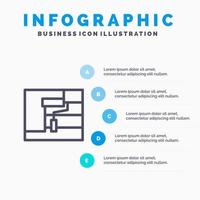bouw schilderij rol gereedschap lijn icoon met 5 stappen presentatie infographics achtergrond vector