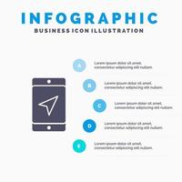 mobiel plaats kaart onderhoud solide icoon infographics 5 stappen presentatie achtergrond vector