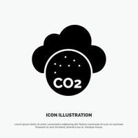 lucht carbone dioxide co2 verontreiniging solide glyph icoon vector