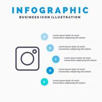 camera instagram foto sociaal lijn icoon met 5 stappen presentatie infographics achtergrond vector