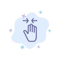 hand- gebaar snuifje pijl zoom in blauw icoon Aan abstract wolk achtergrond vector